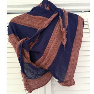 Rare Free People Y2K Blue and Brown Stripped Scarf